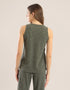 Tank top in ribbed tricot with round neckline and sleeveless